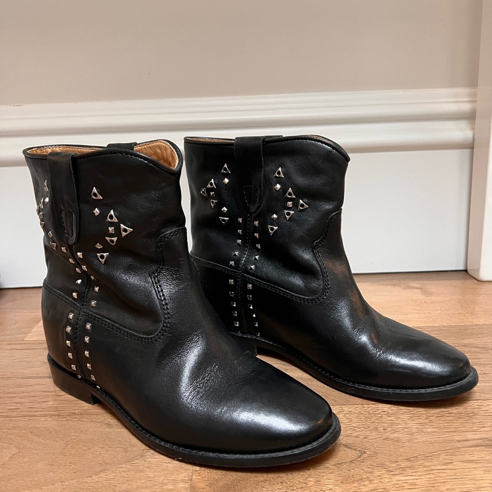 Isabel Marant Black Leather Combat Boots - Picture 2 of 3
